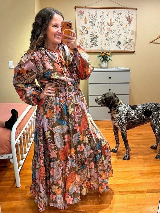 Anthropologie Dresses & Skirts - Anthropologie Fate Fall Brown Floral Print Maxi Dress Large